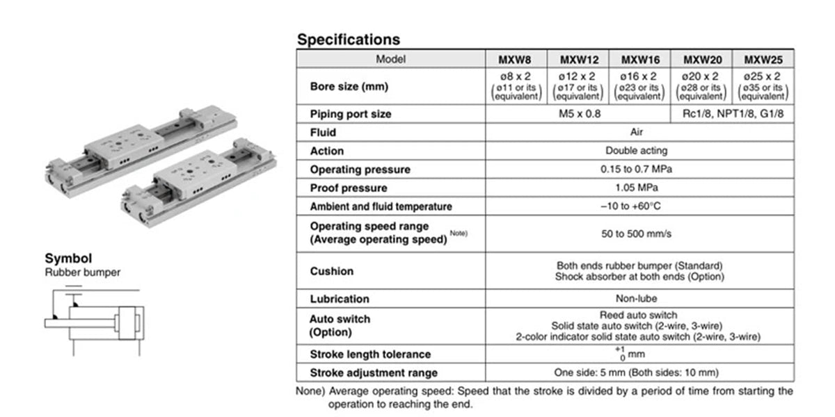 Small Pneumatic Precision Guide Rail Thin Slide Cylinder MXF Series MXW8-25 8-50 MXW12-50 12-100 MXW16-125 MXW16-175(MXF8-25)