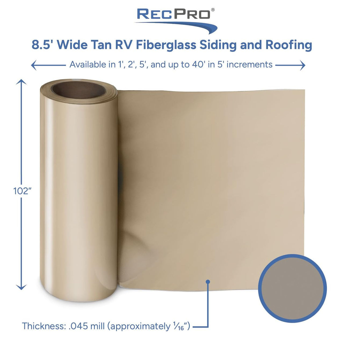 RecPro Tan RV Fiberglass Siding 2-35' (40)