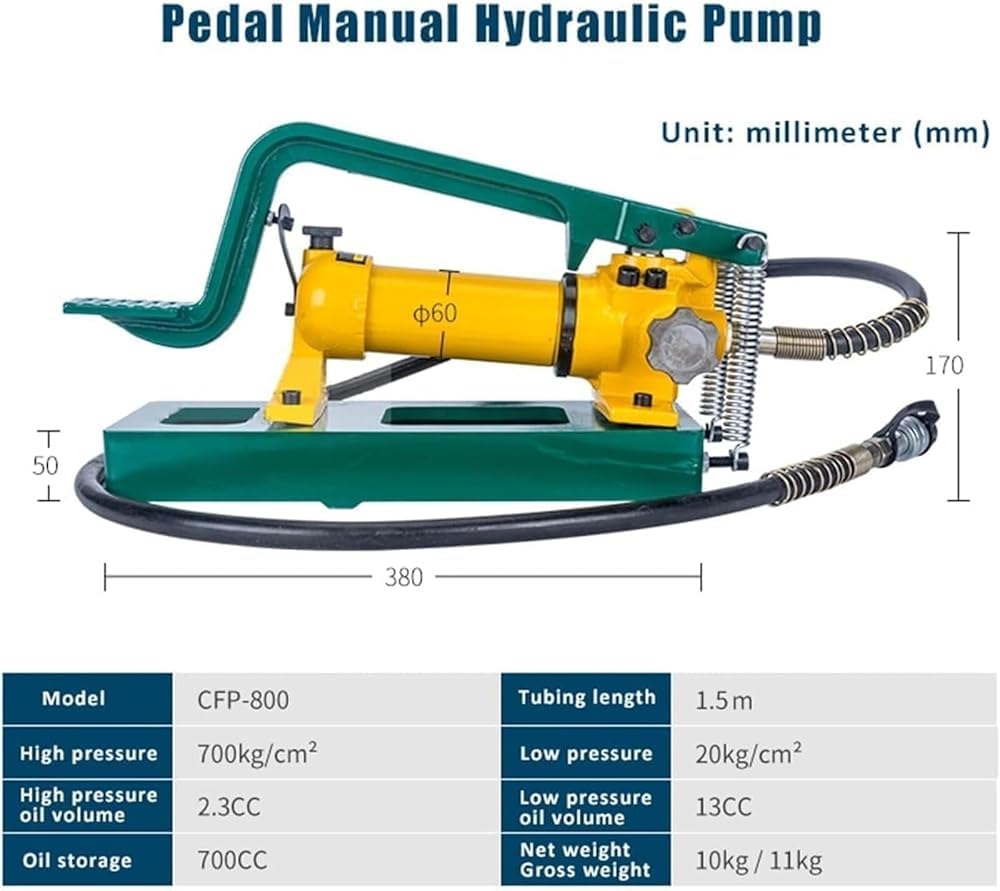 Two-Stage Hydraulic Hand Pump, Portable Manual Lift Pump with Foot Pedal