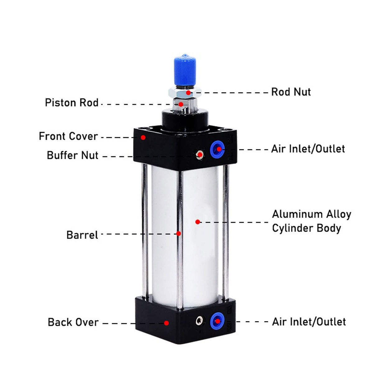 -Air Cylinder 1PCS SC100 Standard Air Cylinders Bore 100mm Stroke 25-1000mm Double Acting with Magnetic Aluminium Alloy Pneumatic Cylinders(SC100X150,with Floating Joint)