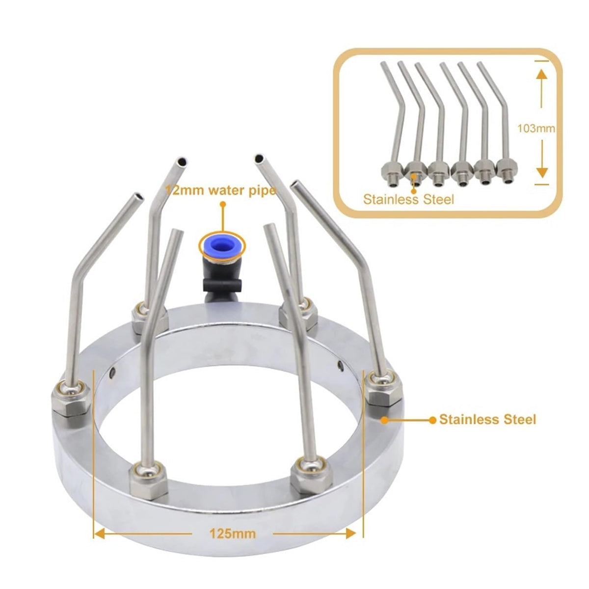 Spindle Cooling Ring CNC Spindle Tool Cooling Water Ring Stainless Steel Plastic/Metal Nozzle 360 Degrees Durable Spray Machine(155mm Plastic nozzle)