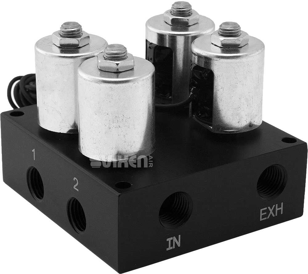 4 Valve Suspension Manifold with One Dual Needle Black Gauge Panel, 3/8" OD Hose 50 FT, 1/4" OD Hose 35 FT and Fittings VXF2CM01B