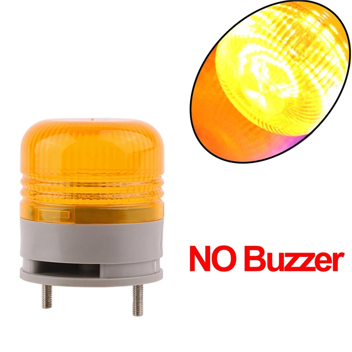 1PCS Red Yellow Green Blue Single Flashing Signal Warning DC12V24V LED Indicator Lamp with Buzzer/No Sound Small Security Alarm Light(Yellow NO Buzzer,200w)