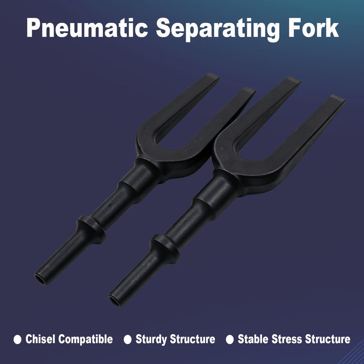 2-Pack Pneumatic Separating Fork Set, 11/16'' & 15/16'' Flat Point Pickle Fork, 17mm & 24mm Breaker Chisel, Ball Joint and Tie Rod Remover, Auto Repair Attachment for Air Hammer