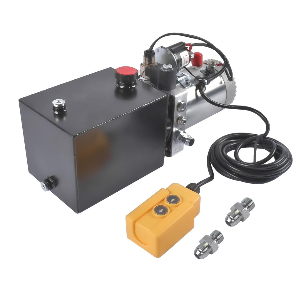 4 Quart Single Acting Hydraulic Pump DC 12V for Dump Trailer Power Lift 2.1HP 3200 PSI Mixizap
