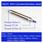 1 Pcs MA25-450 500mm Pneumatic Cylinder 25MM bore 25-500mm Stroke Small Stainless Steel Piston Double Acting Mini Cylinder