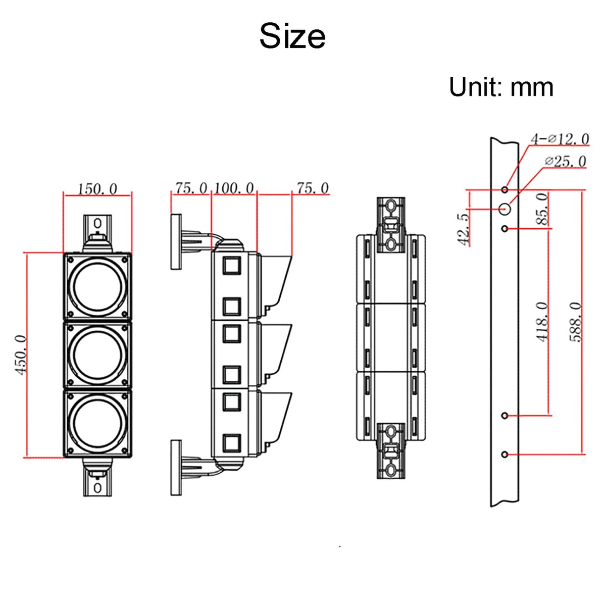 Traffic Light, Stop and Go Light, Industrial LED Traffic Stop Light, Dock Bay Indicator Warning Light, Traffic Light Controller/Sequencer (Color : Manual Control, Size : 100mm-110v)(100mm 220v)