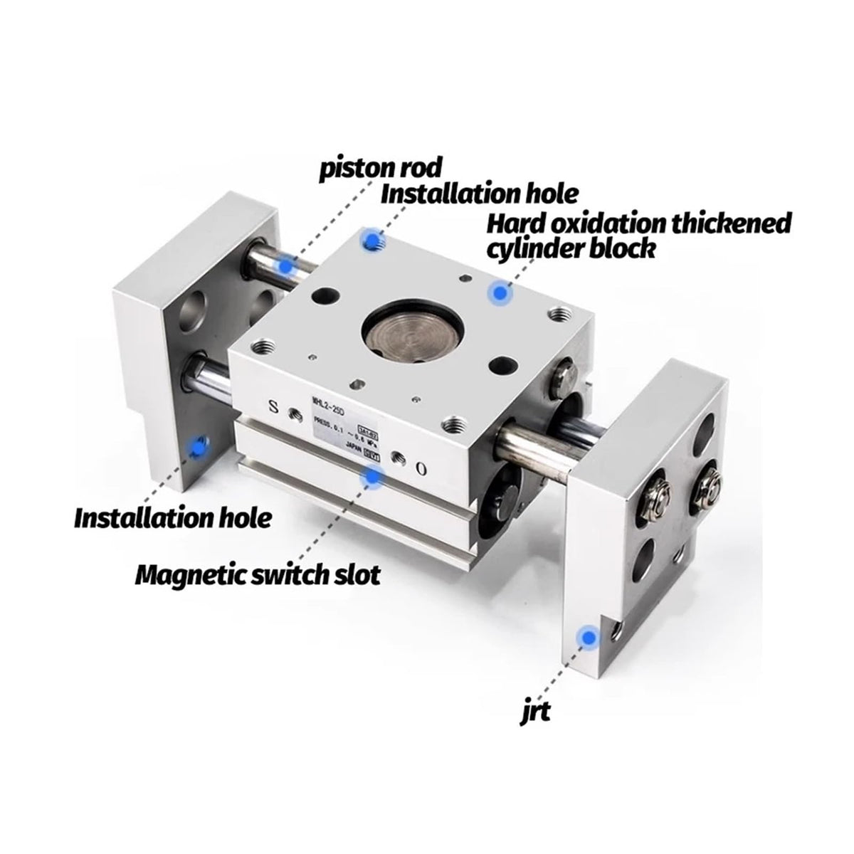 MHL2 Double Acting Pneumatic Gripper SMC Replacement T Type Air Gripper 10D/16D/20D/25D/10D1/16D1/20D1/25D1(MHL2-25D)