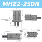 MHZ2-10DN 16DN 20DN Basic Type Air Pneumatic Parallel Gripper MHZ2-25DN Aluminium Clamps Finger Cylinder(MHZ2-25DN)