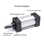 Cylinder Bore Standard Pneumatic Cylinder Stroke 25-1000mm Double Acting Pneumatic Piston with Magnet SC32 40 50 63 80 100 125mm(Stroke 450mm-S,SC40-With Magnet)