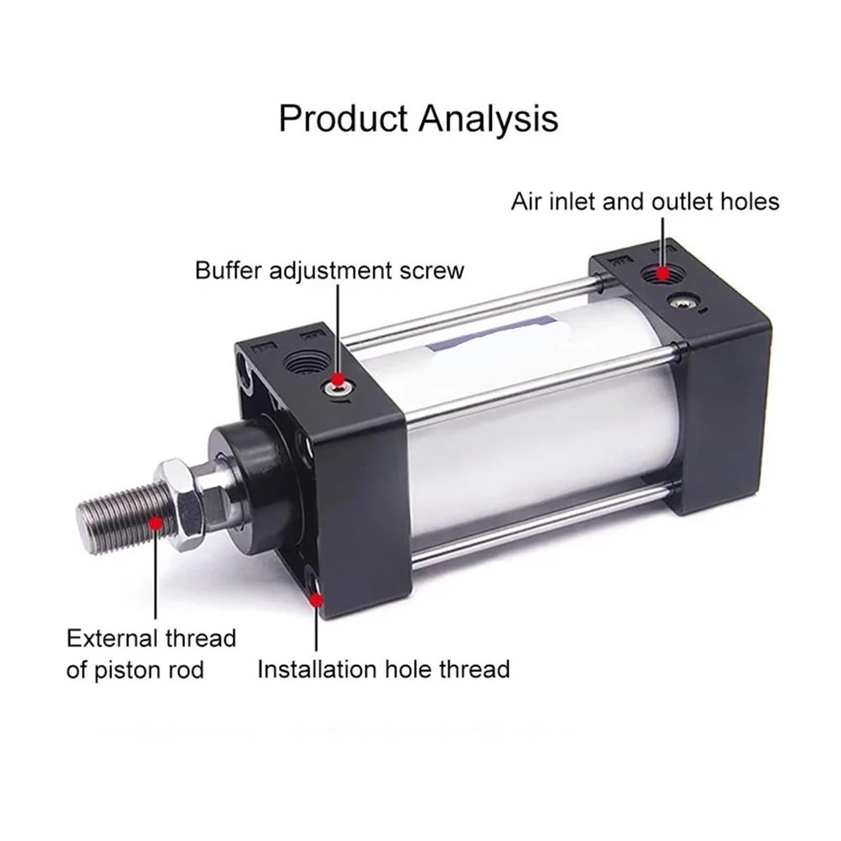 Cylinder Bore Standard Pneumatic Cylinder Stroke 25-1000mm Double Acting Pneumatic Piston with Magnet SC32 40 50 63 80 100 125mm(Stroke 450mm-S,SC40-With Magnet)