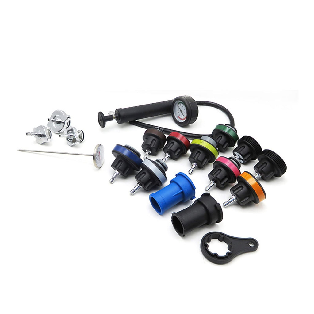 Coolant Pressure Tester kit 18pcs Auto Repairing Pressure Gauge Kit Pressure Gauge Barometers Radiator Leak Detector Car Cooling System Tester Vacuum Type Cooling System Kit