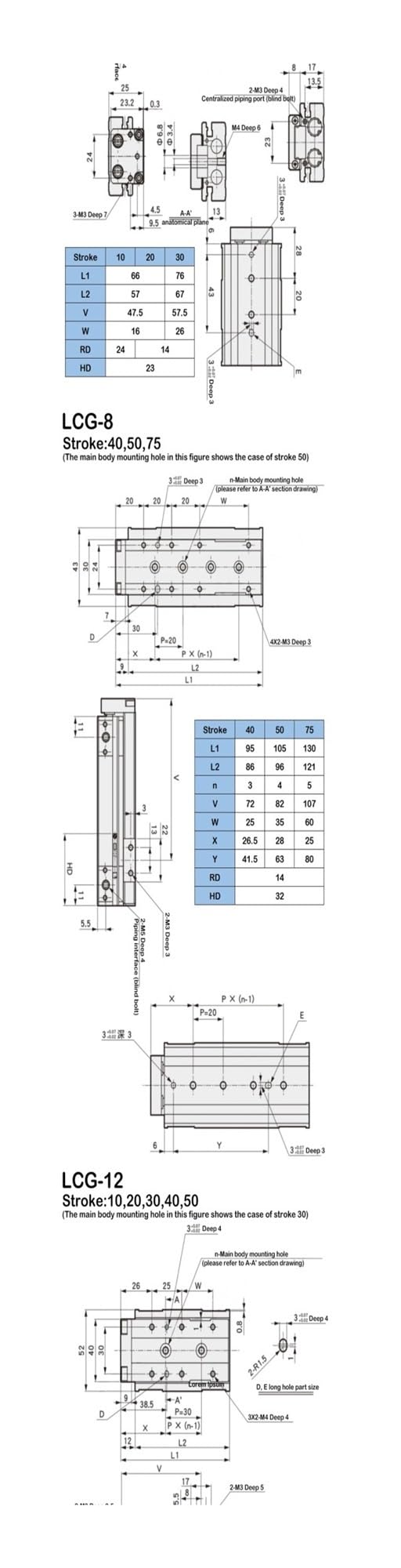 1pcs Air Slide Table Cylinder Pneumatic Linear Cylinder LCG6 8 12-10 20 30 40 50 75 100mm Stroke Double Acting(Bore 40mm)