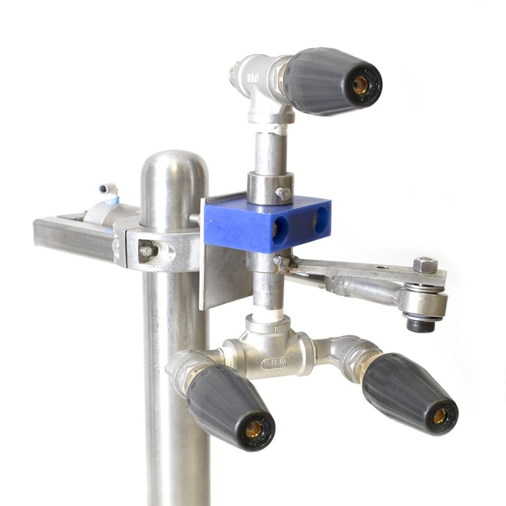 Car Wash Flipping/Pivoting Wheel Blaster Single Unit with Nozzles Stainless Steel