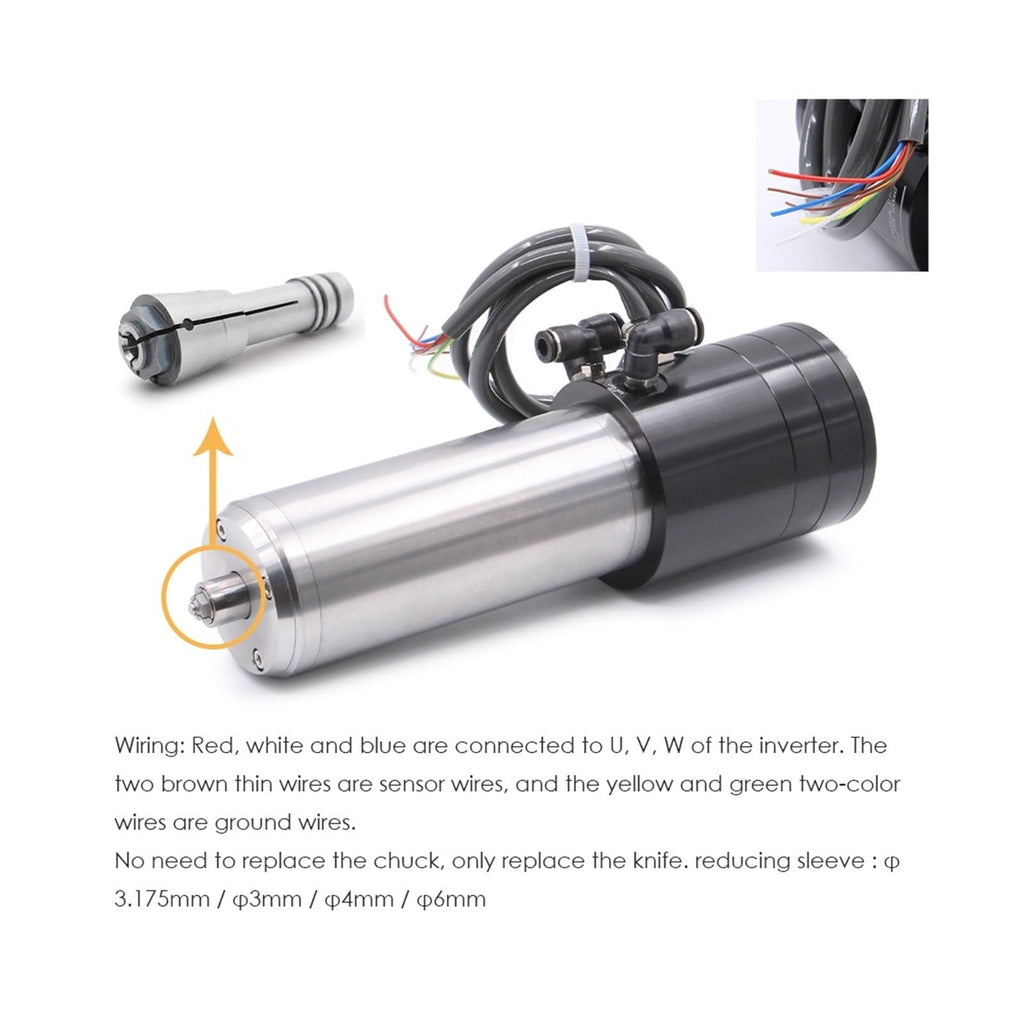 1.8kW 220V ATC Water Cooled Spindle Motor Automatic Tool Change 10000-60000rpm 3.175mm, 4mm, 6mm(4mm)