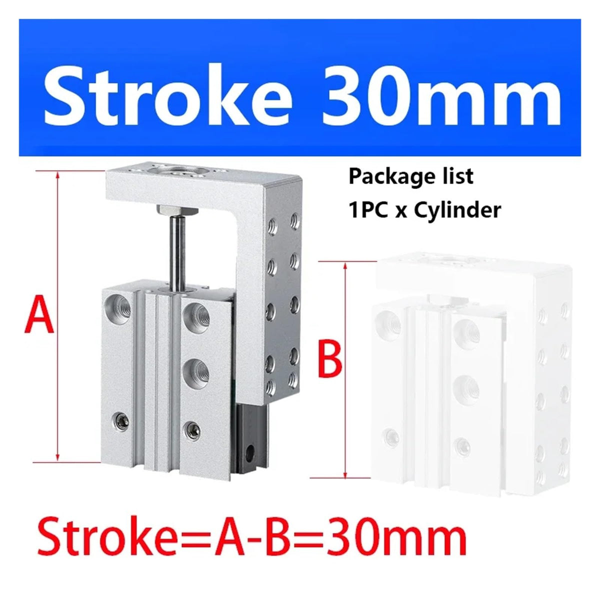 MXH6 MXH10 MXH16 MXH20 Rail Cylinder Pneumatic Air Linear Side Rail Guide Rod Cylinder(30mm Stroke)
