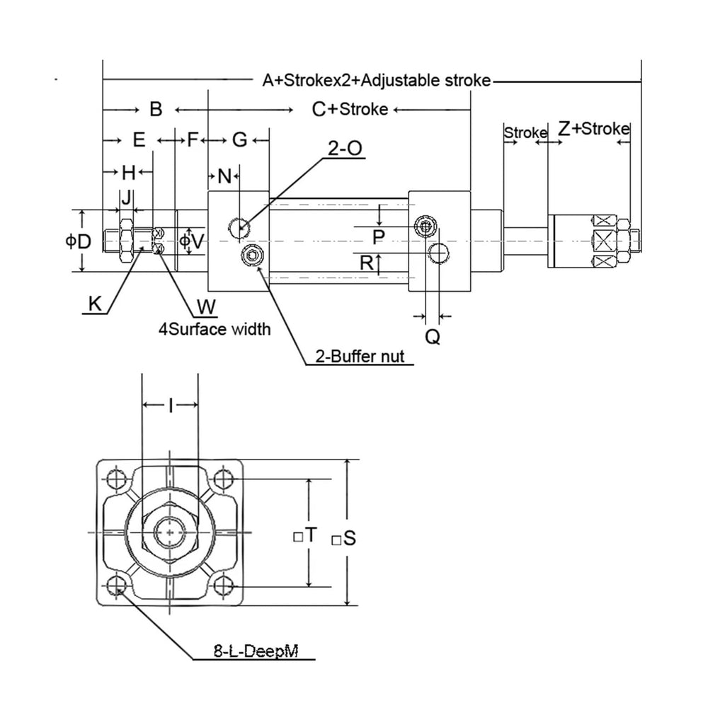 1PCS Adjustable Pneumatic Cylinder SCJ32/40/50/63/80/125mm Bore Air Cylinder Piston Big Thrus 25/50/75/100/200/300mm Stroke(BORE 32mm)
