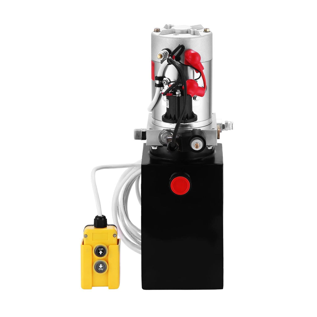 DOLUNTO 12V 4/6/8/10 Quart Iron Single Acting Hydraulic Pump Dump Trailer Lifting(8 Quarts)