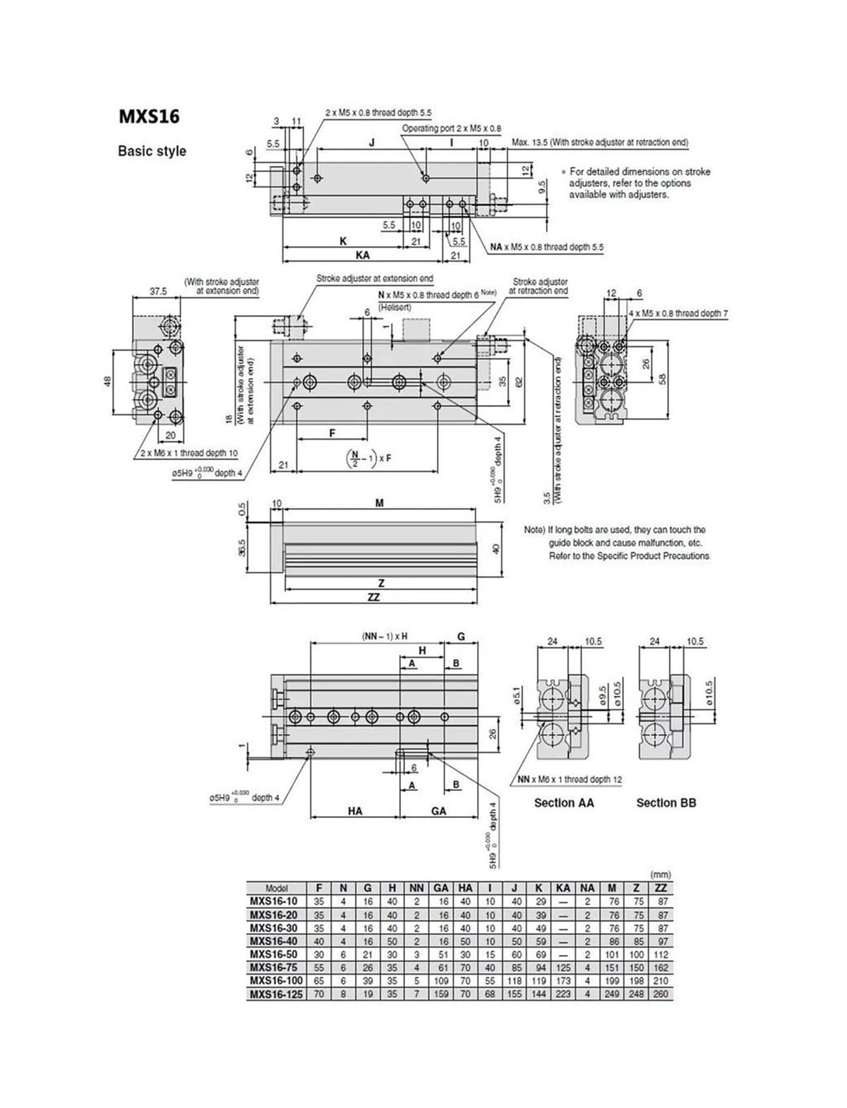 Air Slide Table Pneumatic Air Cylinder MXS16 MXS20-10/20/30/40/50(MXS20,-125)