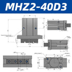 MHZ2 Air Pneumatic Parallel Gripper Flat Type Fingers MHZ2-6D3 10D3 16D3 20D3 25D3 32D3 MHZ2-40D3(MHZ2-40D3)