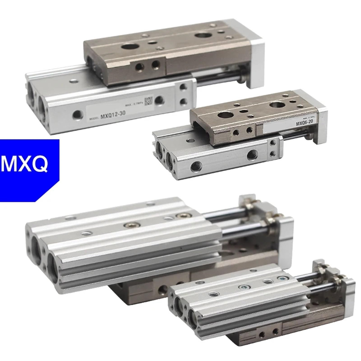 1PCS Double Rod Guide Rail Slide Pneumatic Cylinder MXS12-100 MXQ16 MXS12L MXQ16L bore 12 16mm Stroke 10-125mm Slide Cylinder(MXS12)