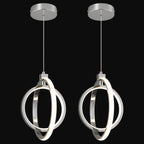 Modern LED Chandelier Chrome Rectangular Pendant Light Fixtures 4000K 20W Dimmable Height Adjustable Pendant Lighting for Dining Room Kitchen Island Bedroom Living Room Foyer（3-Pack）
