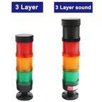 Multilayer Safety Industrial Stack Light LTP-70 3in1 Steady/Flash/Rotary Light Layer LED Lamp 12V 24V 220V 70mm Buzzer/no Sound(4 Layer Sound,12V)