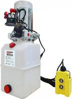 Single Acting Hydraulic Pump 4 Quart Hydraulic Power Unit 12V DC Hydraulic Pump (Plastic Oil Reservoir Single Acting 3200 PSI) SAE#6 Connector for Dump Trailer Car Lifting