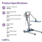 ProHeal All-in-One Patient Lift - Portable Patient Lift for Home Use and Facilities - Universal Electric Lift for Car, Chair, Bed, and Floor - 350 lb. Weight Capacity - 4-Point Spreader Bar