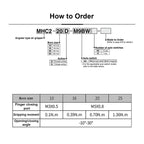 1pcs MHC2 Series Angular Type Air Gripper/Standard Type 2 Fingers Opening/Closing Angle 30° to -10° Bore Size 10/16/20/25 mm(MHC2-D2,Bore 25mm)