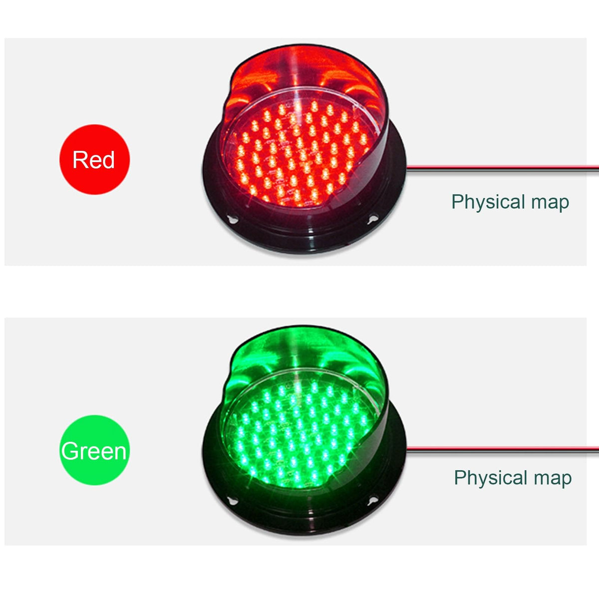 Traffic Light Wall Lamp, Red/Green Stop Light, Lamp for Wall LED with Remote Controller, Dock Bay Indicator Warning Light (Color : Distance 50m, Size : 100mm/4in)(Distance 50m,300mm/12in)
