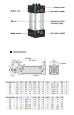 1pcs Standard Air Pneumatic Cylinders 32/40/50/63mm Bore Double Acting 50/75/100/125/150/175/200/250/300/350/400/500/1000mm Stroke(Stroke 700,SC32 (Bore 32mm))