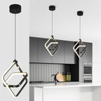Modern LED Chandelier Chrome Rectangular Pendant Light Fixtures 4000K 20W Dimmable Height Adjustable Pendant Lighting for Dining Room Kitchen Island Bedroom Living Room Foyer（3-Pack）