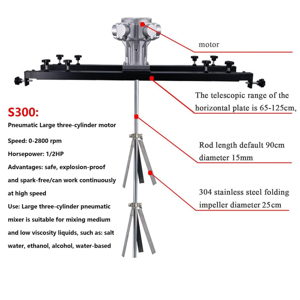 Air Agitator, Pneumatic Tank Mixer Machine, Paint Stirring Machine, Folding Propeller, with Support Hanger Paint Mixing Equipment