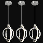 Modern LED Chandelier Chrome Rectangular Pendant Light Fixtures 4000K 20W Dimmable Height Adjustable Pendant Lighting for Dining Room Kitchen Island Bedroom Living Room Foyer（3-Pack）