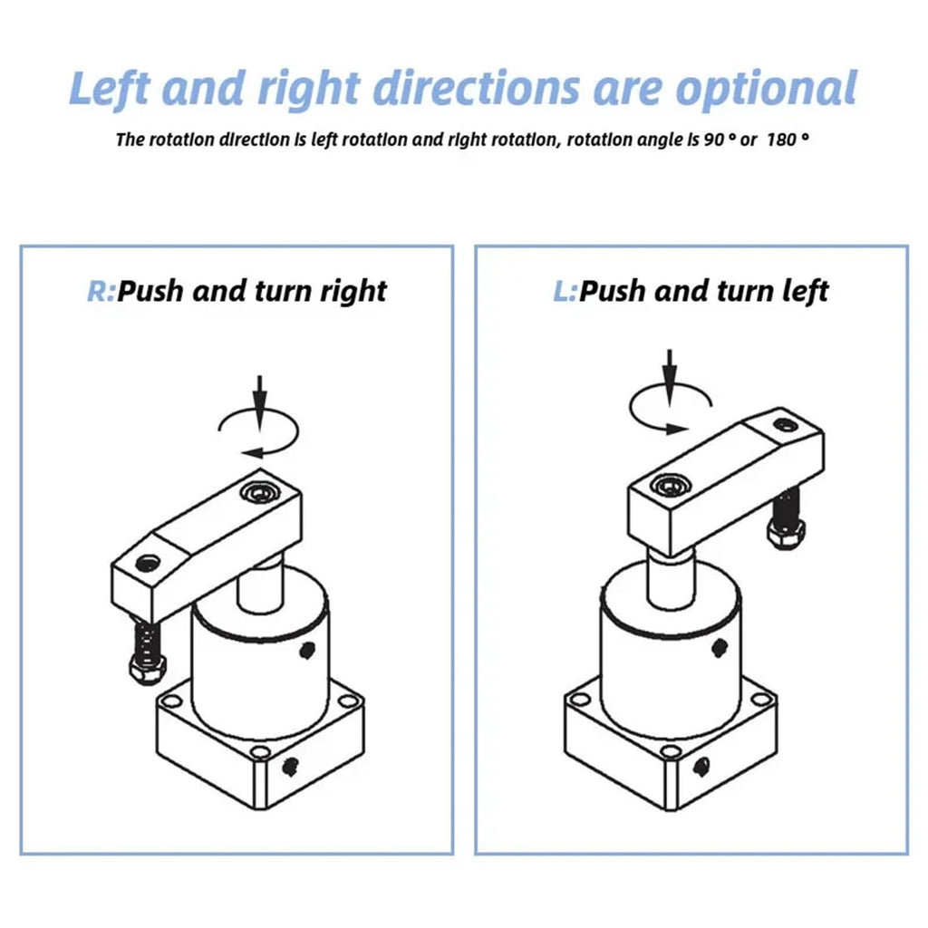 1pcs ACK Pneumatic Rotary Clamping Air Cylinder ACK25 32 40 50 63-90-R/L 90° Degree Swing(ACK50X90-L)