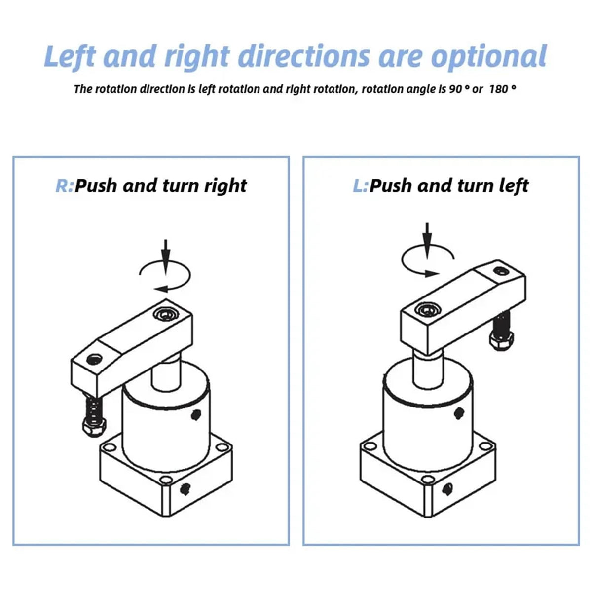 1pcs ACK Pneumatic Rotary Clamping Air Cylinder ACK25 32 40 50 63-90-R/L 90° Degree Swing(ACK50X90-L)