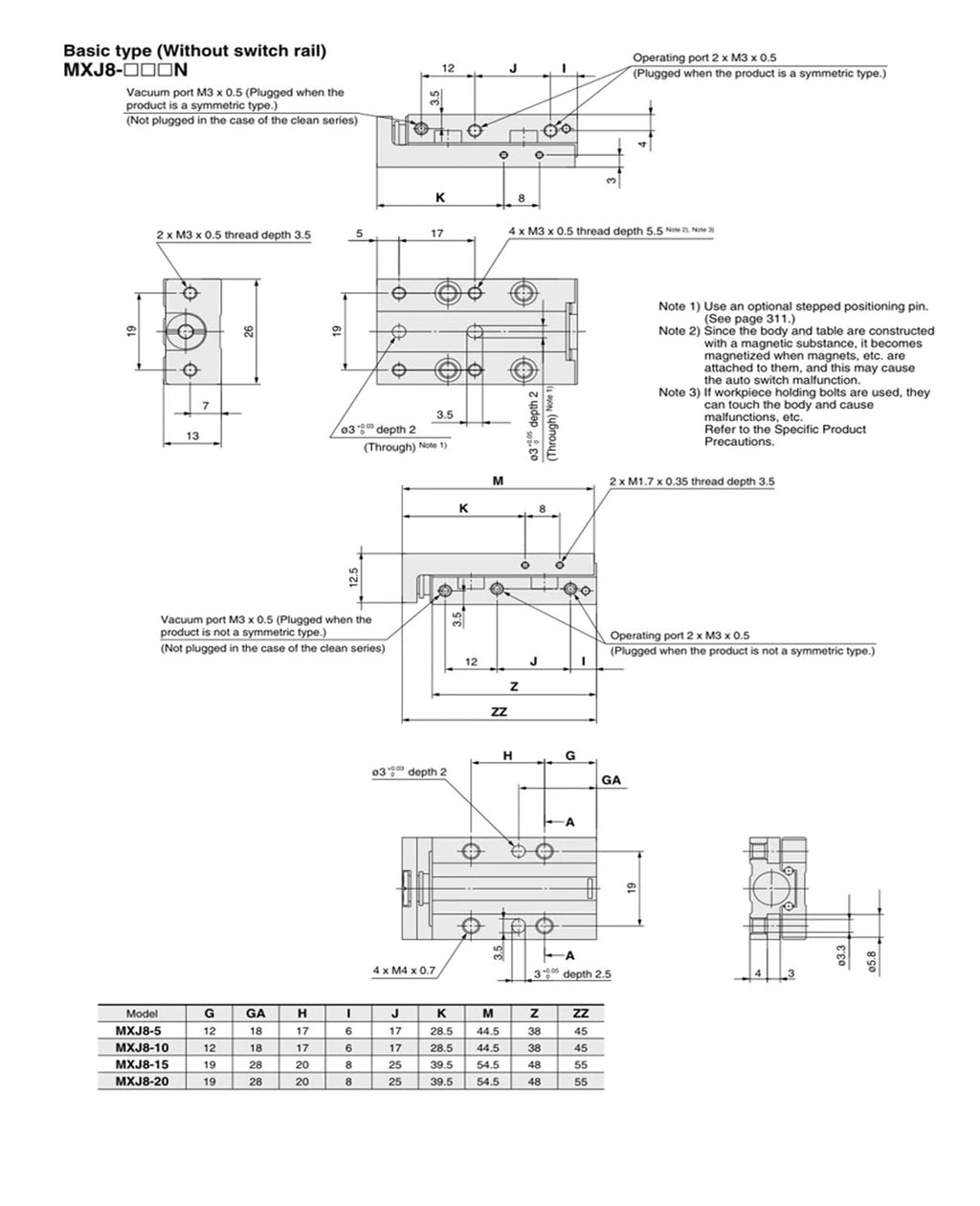 Micro Pneumatic MXJ Series Slide Rail Cylinder MXJ4-5 MXJ4-10 MXJ4-10 MXJ6-10 MXJ6-15 MXJ8-10 MXJ8-20(MXJ8-15)