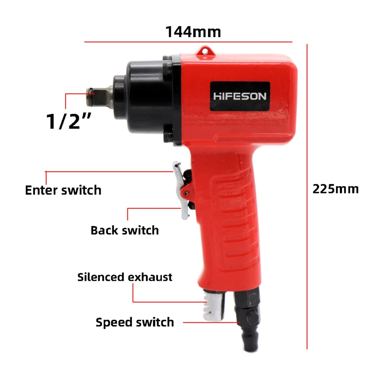 Air Hammer HIFESON 1/2 Mini Pneumatic Impact Wrench Jumbo Hammer Car Repairing Wrench Tools Auto Spanners 4000 R.P.M