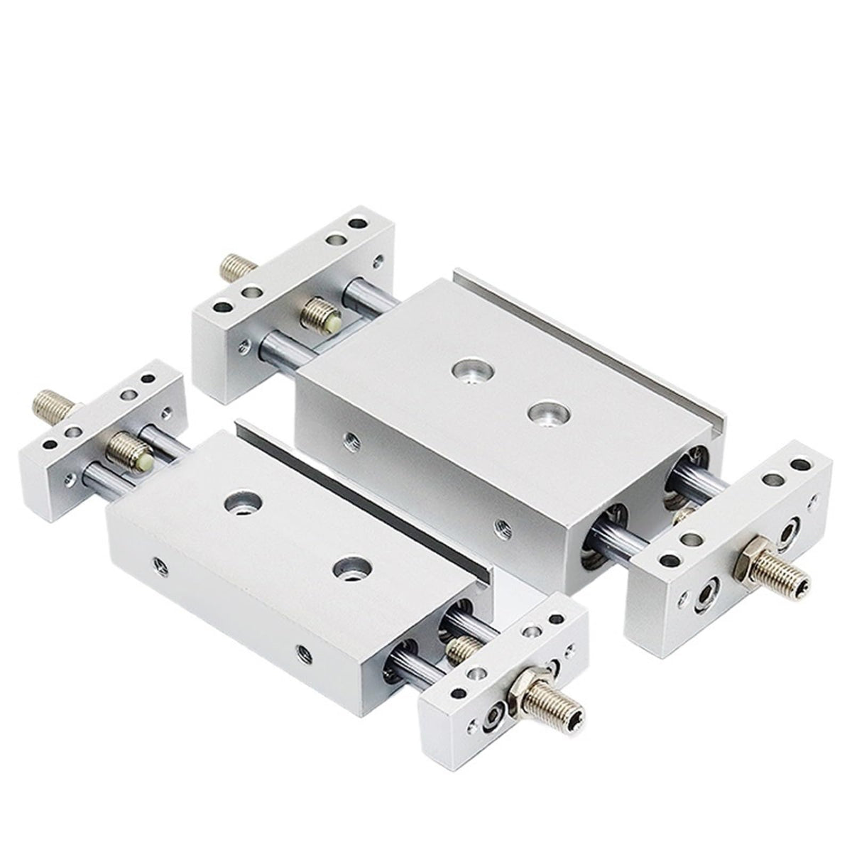 1pcs Small Pneumatic Cylinder Adjustable Stroke Sliding Table Double Shaft Double Rod STMB10/16/20/25-50/100/150(Bore 10mm,Stroke 200mm)