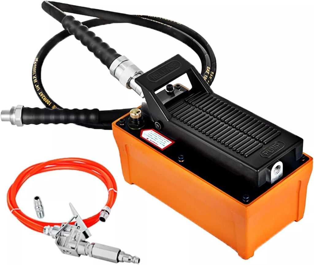 10000 Psi 2.3L Pneumatic Hydraulic Foot Pump with Flexible Hose and Adjustable Pressure Spray Gun 700kg/cm² Range 0.7 to 1 Durable Design for Lifting, Spost