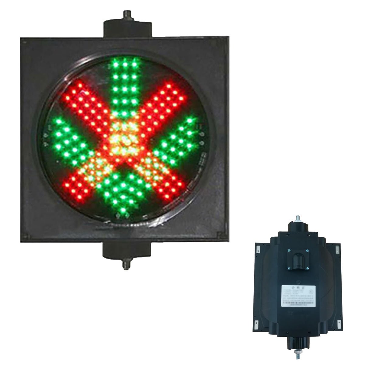 Red/Green Traffic Stop Light, LED Traffic Light Lamp, Square 1-Lights Block Signal X/Arrow Wall lamp, for Road, Toll Station, Indicator Warning Light (Color : 200MM-12V)(200mm 24v)