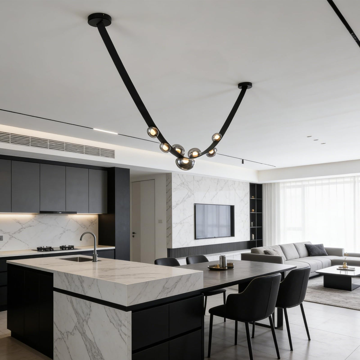 Chandeliers for high Ceilings Duplex Building Large Chandelier Living Room Villa Modern Minimalist Staircase Chandelier (one Belt)