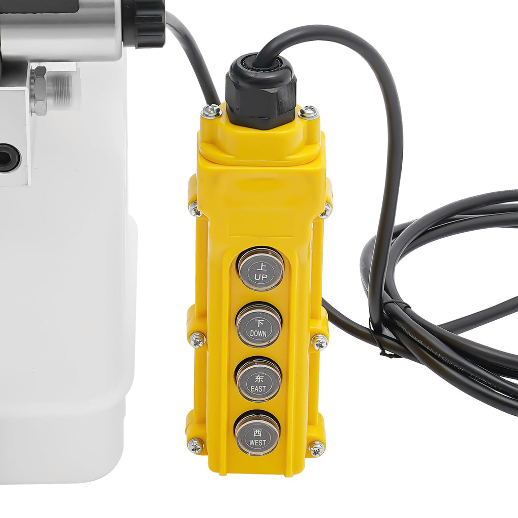 12V DC Hydraulic Pump Single Acting, 4.5 Quart Square Plastic Reservoir, Double Acting Capable, for Dump Trailer, Lift Gate, Small to Medium Hydraulic Power Unit