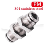 10PCS 304 Stainless Steel Pneumatic Connector PM Partition Metal Quick Coupling Plug 4 6 8 10 12 16mm Trachea Connector joyous(PM-16,50 pcs)