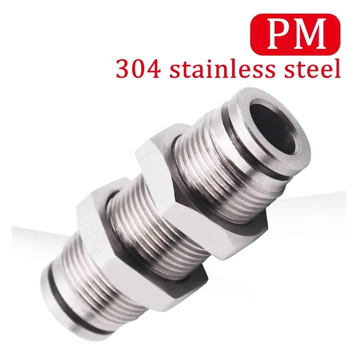10PCS 304 Stainless Steel Pneumatic Connector PM Partition Metal Quick Coupling Plug 4 6 8 10 12 16mm Trachea Connector joyous(PM-16,50 pcs)