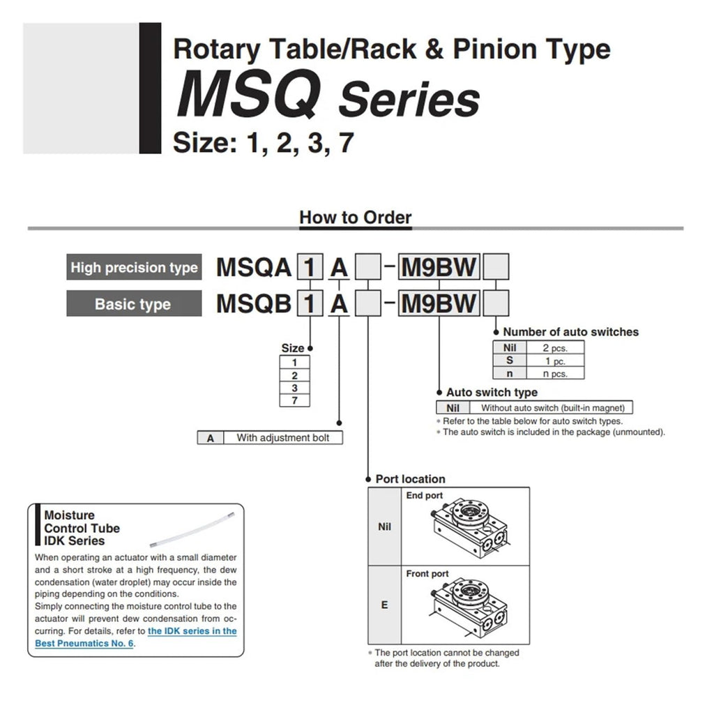1pcs MSQB1AE MSQB2AE MSQB3AE MSQB7AE Pneumatic Rotary Table Cylinder Rack&Pinion Type(MSQB2AE)