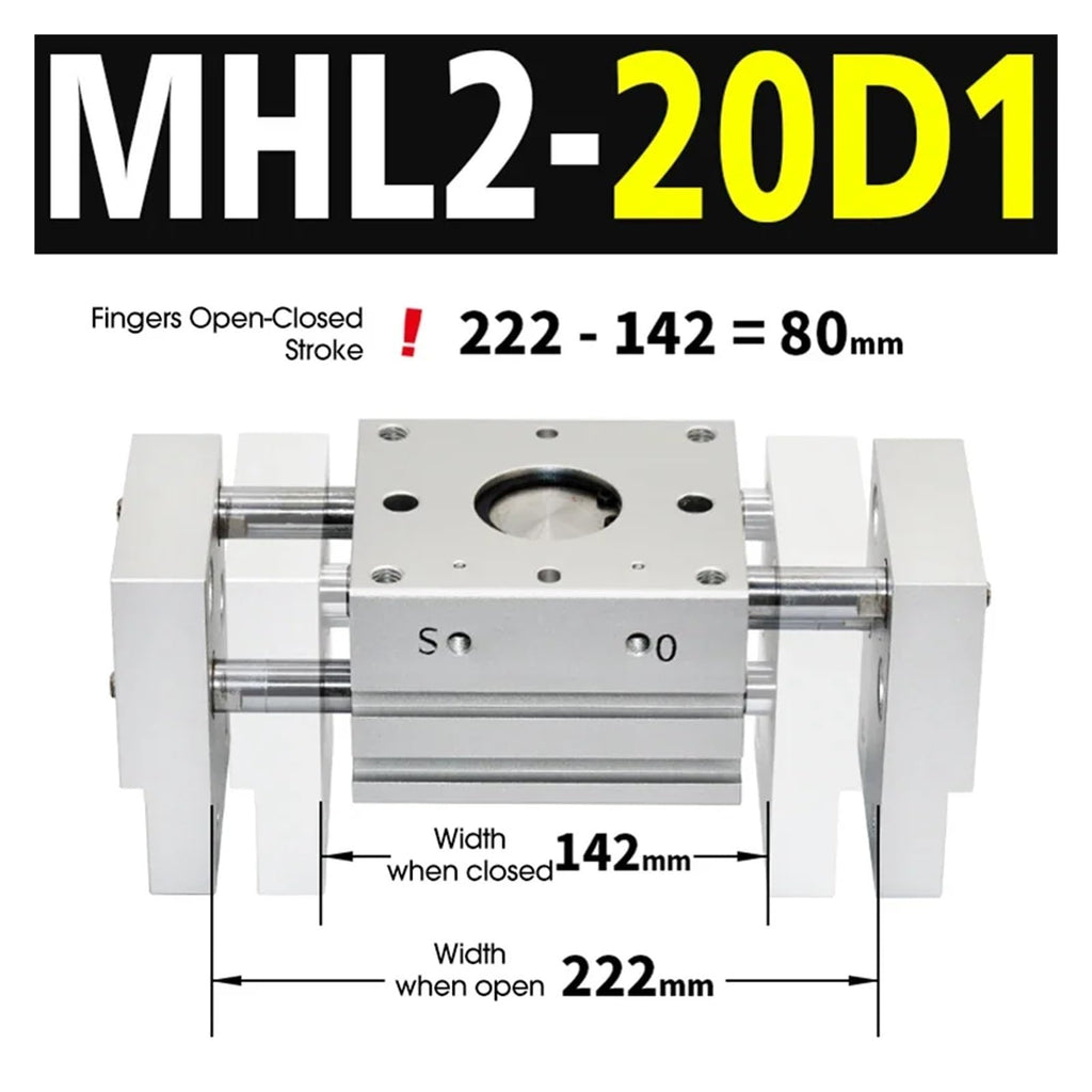 MHL2 Double Acting Pneumatic Gripper Replacement T Type Air Gripper 10D/16D/20D/25D/10D1/16D1/20D1/25D1(MHL2-20D1)