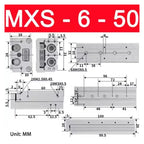 MXS6/8/12 Pneumatic Slide Table Cylinder Diameter 10/20/30/40/50/75 Cylinder(MXS6-50)