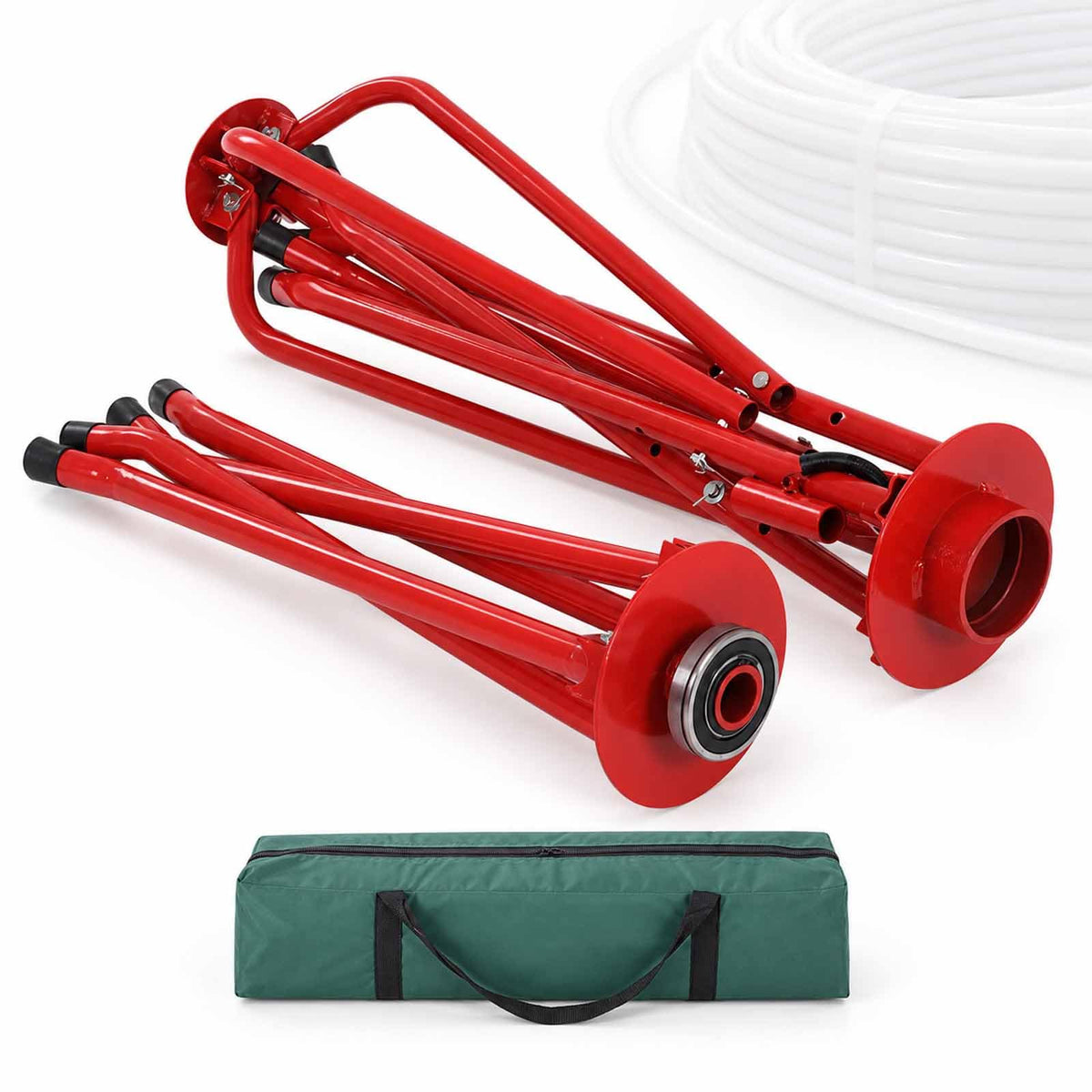 Heavy Duty Pex Piping Uncoiler, Multi-function Folding Tube Dispenser, 360° Rotation, Anti-kink Tubing, Foldable Pipe Dispenser, For Potable Water & Floor Heating Pipes Single Bearing Kit 3